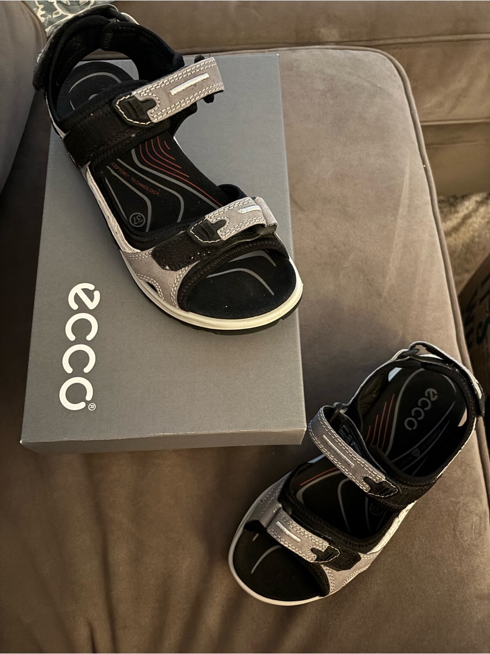 ECCO women’s' Black & Gray Open-Toe Sport Sandals size 6-6.5 (EU 37) NWT
